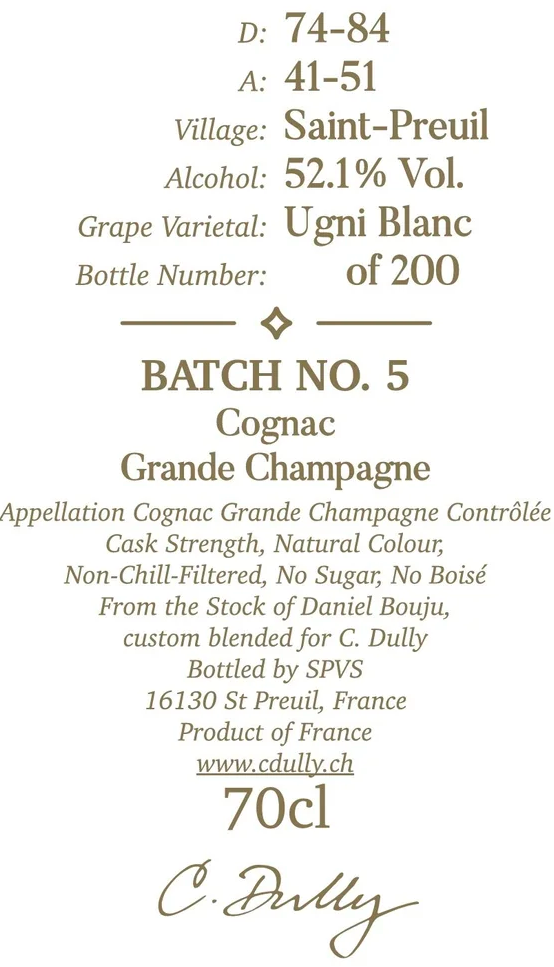 Cognac Borderies Cask A1 Jean
Grosperrin Frankreich Malt-Whisky.ch Shop of Chur